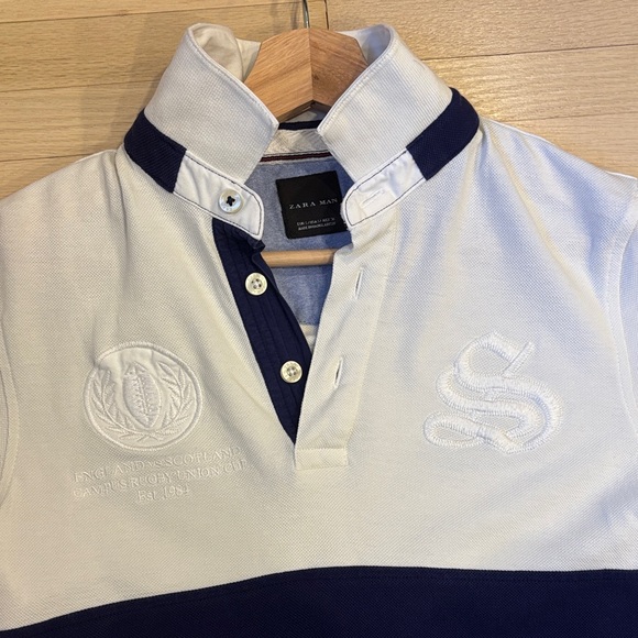 Zara Scotland Blue and White Striped rugby Shirt - Picture 4 of 7